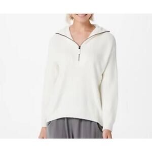 NWT! Womens Barefoot Dreams Plus Size 1/2 Zip Pullover White Size 2X